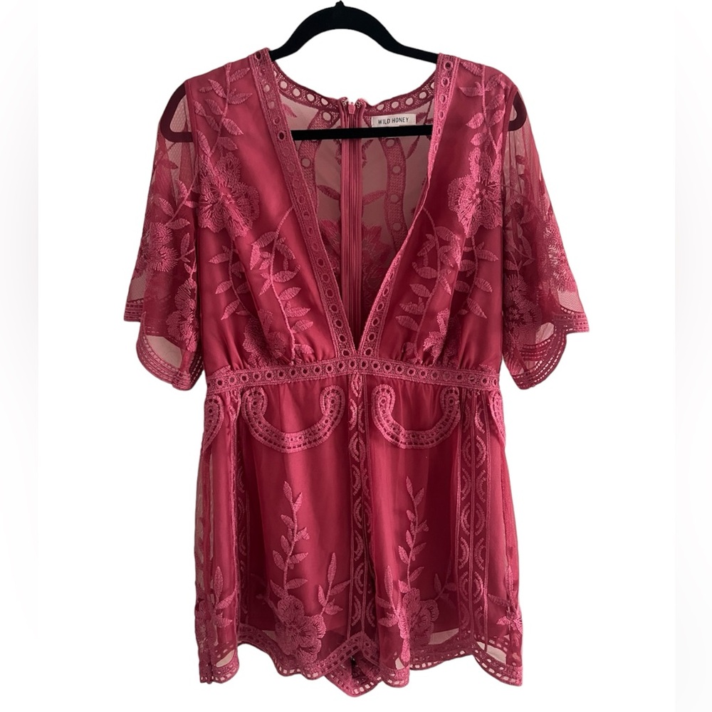 NWOT Pink Lace Boho Romper